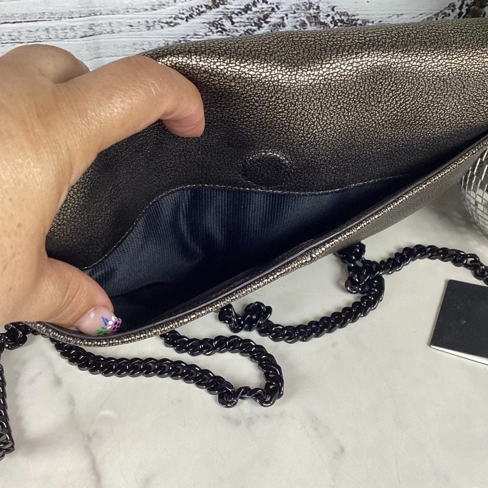 Coach Metallic Gold crossbody Shoulder Bag Clutch Signature Turnlock Chain Purse
